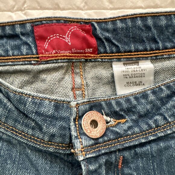 Levis Skinny Jeans Vintage 582 Size12 M Blue Pants Ladies Mid Rise Stret… - Picture 7 of 12